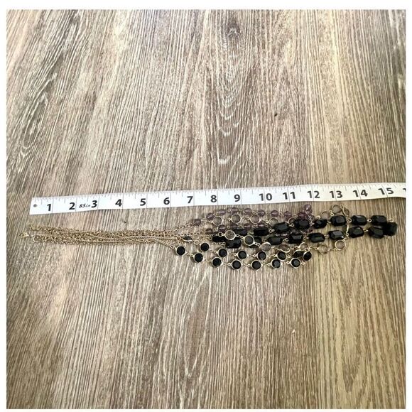 Gold tone multi strand beaded statement necklace - Picture 10 of 12